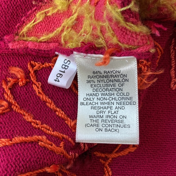 Vintage Magenta Pink Hand Embroidered Floral Knit Sweater - Picture 10 of 14